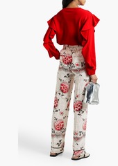 RED Valentino REDValentino - Printed silk crepe de chine straight-leg pants - White - IT 40