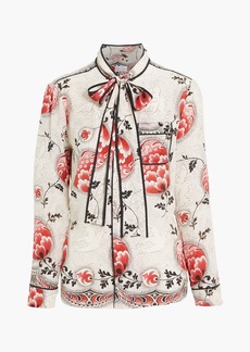 RED Valentino REDValentino - Pussy-bow floral-print crepe de chine blouse - White - IT 40