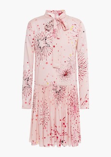 RED Valentino REDValentino - Pussy-bow printed crepe de chine mini dress - Pink - IT 36