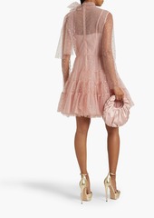 RED Valentino REDValentino - Pussy-bow ruffled glittered tulle mini dress - Pink - IT 38