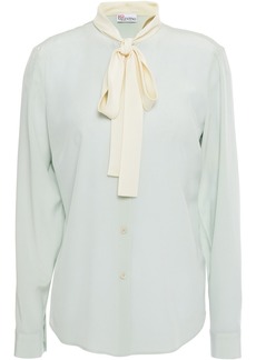 RED Valentino REDValentino - Pussy-bow silk crepe de chine blouse - Green - IT 40