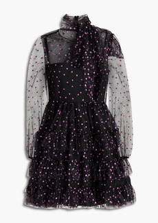 RED Valentino REDValentino - Pussy-bow tiered glittered tulle mini dress - Black - IT 38