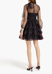 RED Valentino REDValentino - Pussy-bow tiered glittered tulle mini dress - Black - IT 38