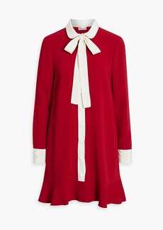 RED Valentino REDValentino - Pussy-bow two-tone crepe mini dress - Red - IT 36