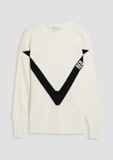 RED Valentino REDValentino - Ribbed jacquard-knit sweater - White - XS