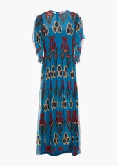 RED Valentino REDValentino - Gathered printed silk-georgette midi dress - Blue - IT 44
