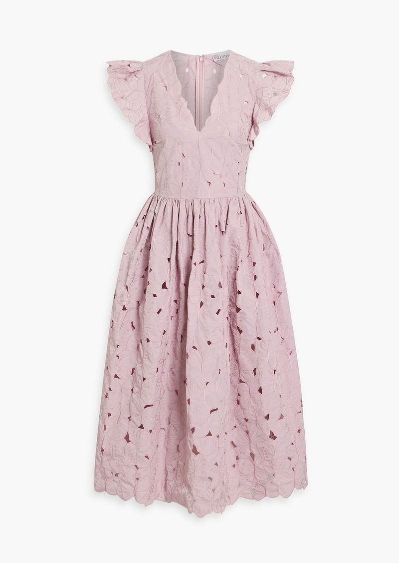 RED Valentino REDValentino - Ruffled broderie anglaise midi dress - Purple - IT 38