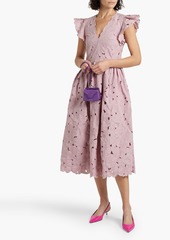 RED Valentino REDValentino - Ruffled broderie anglaise midi dress - Purple - IT 38