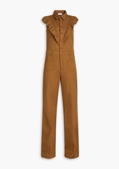 RED Valentino REDValentino - Ruffled cotton and wool-blend twill flared jumpsuit - Brown - IT 40