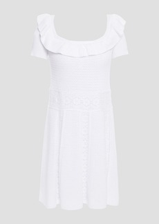 RED Valentino REDValentino - Ruffled crochet-knit cotton mini dress - White - XS