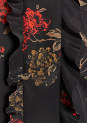 RED Valentino REDValentino - Ruffled floral-print crepe de chine mini shirt dress - Black - IT 40