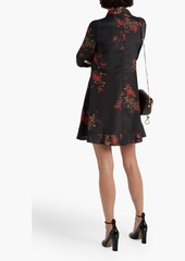 RED Valentino REDValentino - Ruffled floral-print crepe de chine mini shirt dress - Black - IT 40