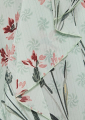 RED Valentino REDValentino - Ruffled floral-print silk crepe de chine mini dress - Green - IT 44