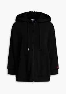 RED Valentino REDValentino - Ruffled French cotton-blend terry zip-up hoodie - Black - XXS