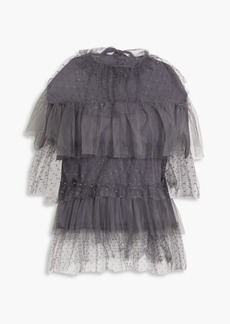 RED Valentino REDValentino - Ruffled point d'esprit and tulle blouse - Gray - IT 38