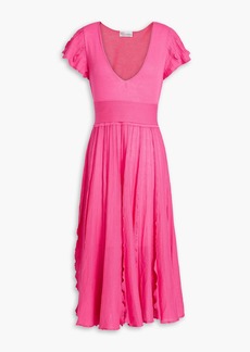 RED Valentino REDValentino - Ruffled pointelle-knit cotton midi dress - Pink - S