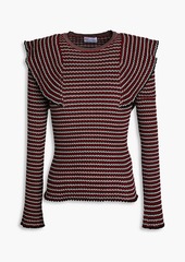 RED Valentino REDValentino - Ruffled ribbed jacquard-knit cotton sweater - Red - S