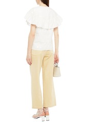 RED Valentino REDValentino - Ruffled sequin-embellished cotton-poplin top - White - IT 40