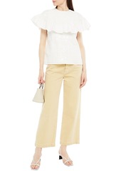 RED Valentino REDValentino - Ruffled sequin-embellished cotton-poplin top - White - IT 40