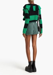RED Valentino REDValentino - Ruffled striped knitted sweater - Green - XS