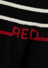 RED Valentino REDValentino - Ruffled striped ribbed-knit sweater - Black - S