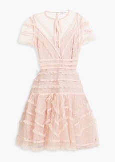 RED Valentino REDValentino - Velvet and lace-trimmed point d'esprit mini dress - Pink - IT 40