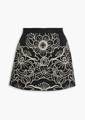 RED Valentino REDValentino - Skirt-effect embroidered cotton-blend twill shorts - Black - IT 44