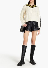 RED Valentino REDValentino - Striped cable-knit and intarsia wool sweater - White - XS
