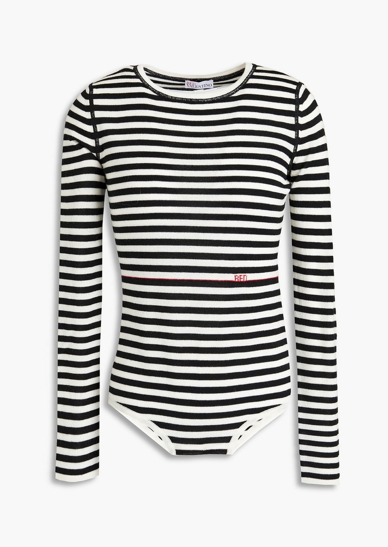 RED Valentino REDValentino - Striped intarsia wool bodysuit - Black - S