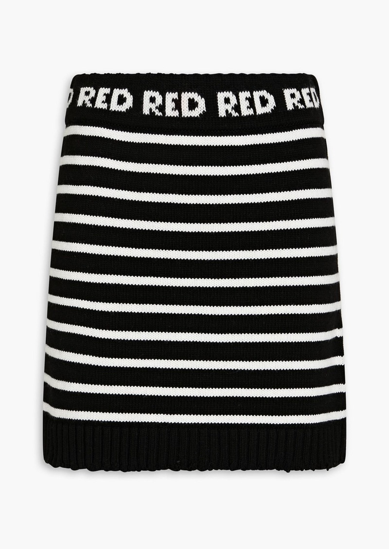 RED Valentino REDValentino - Striped jacquard-knit mini wrap skirt - Black - S
