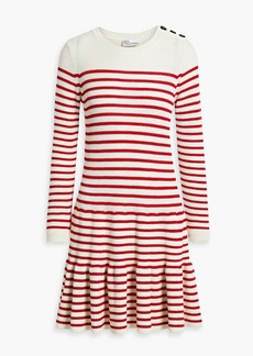 RED Valentino REDValentino - Striped ribbed-knit wool mini dress - Red - S