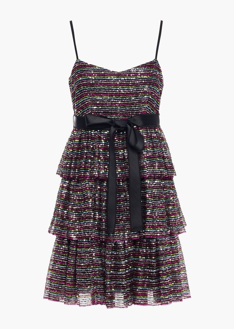 RED Valentino REDValentino - Tiered sequined tulle mini dress - Black - IT 40