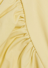 RED Valentino REDValentino - Wrap-effect ruched cotton-blend poplin mini dress - Yellow - IT 38
