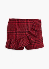 RED Valentino REDValentino - Skirt-effect ruffled checked wool-blend tweed shorts - Red - IT 40
