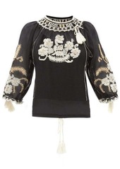 RED Valentino REDValentino Floral-embroidered gauze blouse