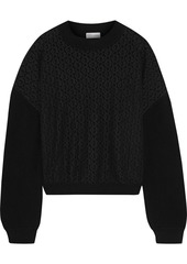 RED Valentino Redvalentino Woman Corded Lace-paneled Cotton Sweater Black