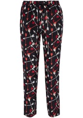 RED Valentino REDValentino - Cropped printed silk crepe de chine straight-leg pants - Black - IT 40