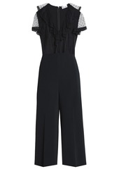 RED Valentino Redvalentino Woman Cropped Ruffled Point D'esprit-paneled Crepe Jumpsuit Black