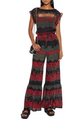 RED Valentino REDValentino - Floral-print silk-georgette flared pants - Black - IT 36