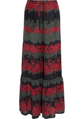 RED Valentino REDValentino - Floral-print silk-georgette flared pants - Black - IT 36