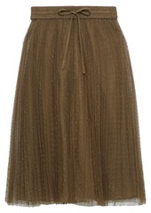 RED Valentino Redvalentino Woman Pleated Point D'esprit Midi Skirt Army Green