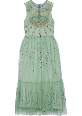RED Valentino Redvalentino Woman Layered Embellished Tulle And Point D'esprit Midi Dress Light Green