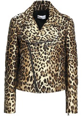 RED Valentino Redvalentino Woman Metallic Leopard-jacquard Biker Jacket Animal Print