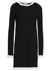 RED Valentino Redvalentino Woman Ruffle-trimmed Knitted Mini Dress Black