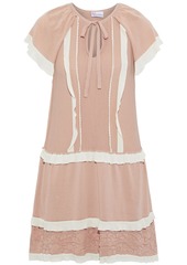 RED Valentino Redvalentino Woman Ruffle-trimmed Paneled Cotton-blend Mini Dress Antique Rose