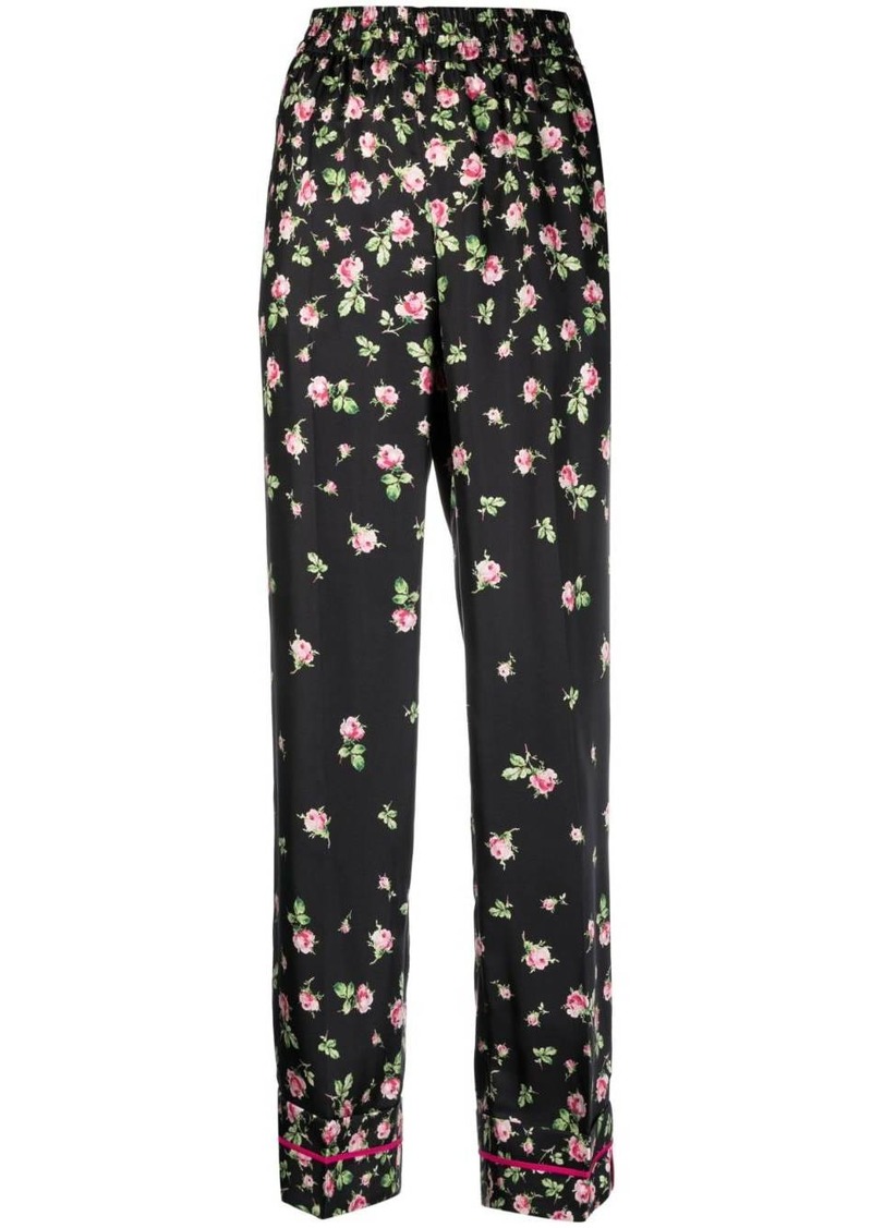 RED Valentino Rose Ombré-print silk trousers