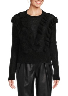 RED Valentino Ruffle Mohair Blend Crewneck Sweater