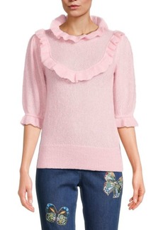 RED Valentino Ruffle Mohair Blend Elbow Sleeve Sweater