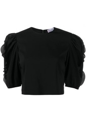 RED Valentino ruffle-trimmed cropped blouse