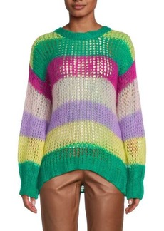 RED Valentino Stripe Open Knit Mohair Blend Sweater